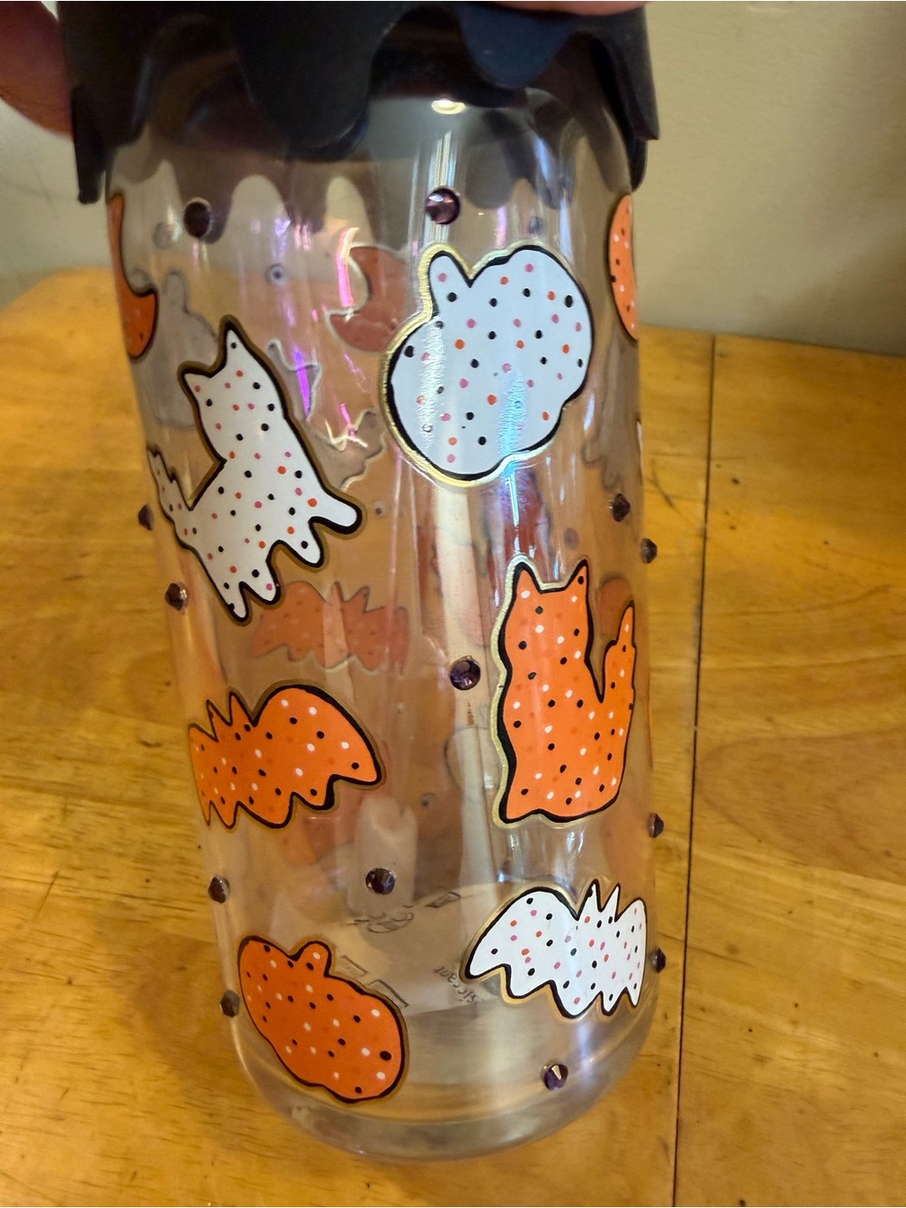NEW Halloween Animal Glass Tumbler with Lid and Straw - Picture 4 of 5